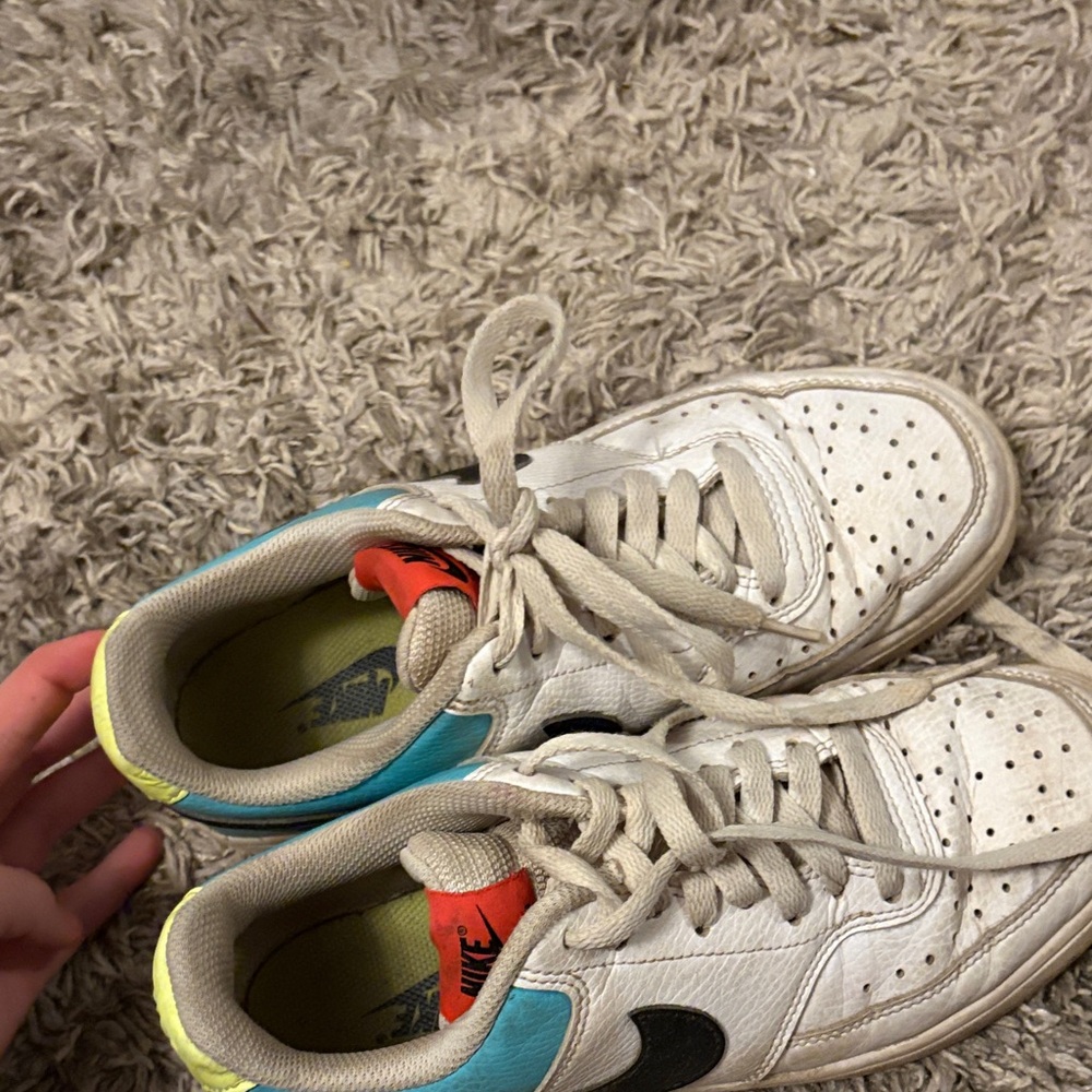 Nike Kids White Sneakers with Blue and Red Accents